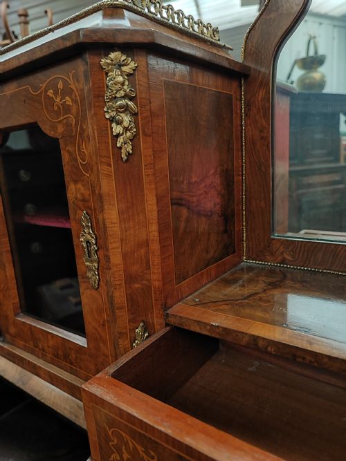 SUPERB VICTORIAN LADIES BURR WALNUT DESK - ADDITIONAL PHOTO 6