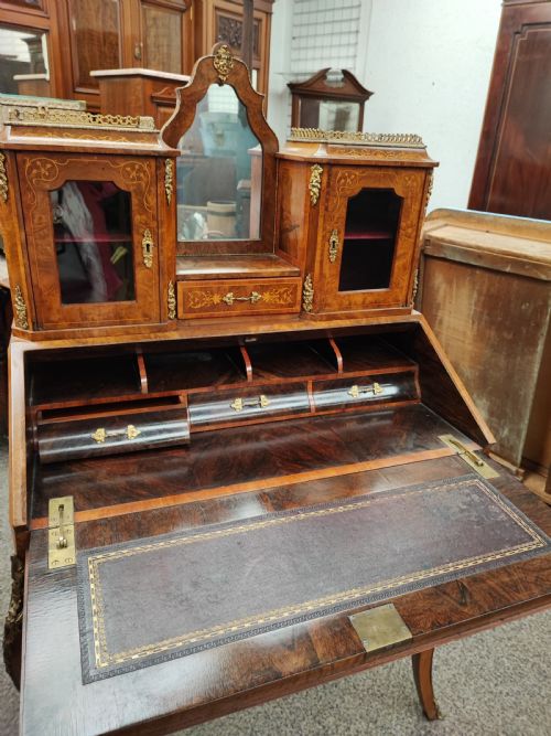 SUPERB VICTORIAN LADIES BURR WALNUT DESK - ADDITIONAL PHOTO 12
