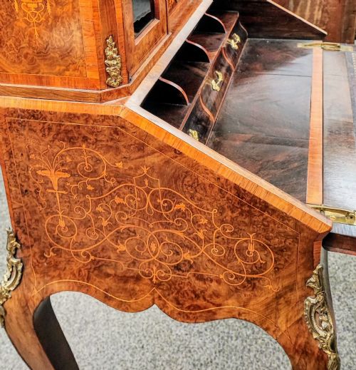 SUPERB VICTORIAN LADIES BURR WALNUT DESK - ADDITIONAL PHOTO 13