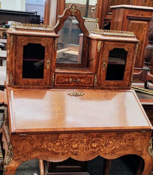 SUPERB VICTORIAN LADIES BURR WALNUT DESK - ADDITIONAL PHOTO 25