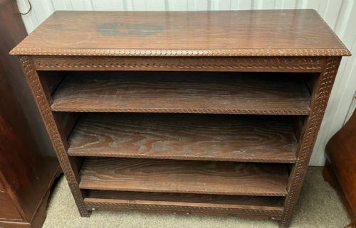 victorian carved oak open bookcase - CATEGORY: ANTIQUE BOOKCASES - DATED VICTORIAN