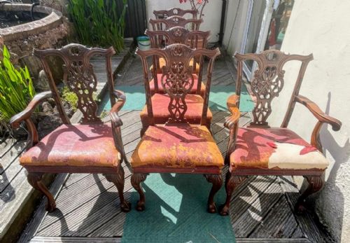 a fine set of antique mahogany chippendale style dining chairs - CATEGORY: ANTIQUE CHAIRS - DATED 19TH CENTURY