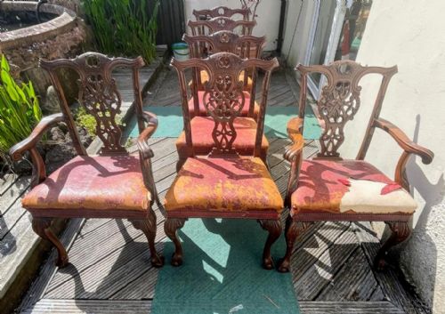 A FINE SET OF ANTIQUE MAHOGANY CHIPPENDALE STYLE DINING CHAIRS - ADDITIONAL PHOTO 11