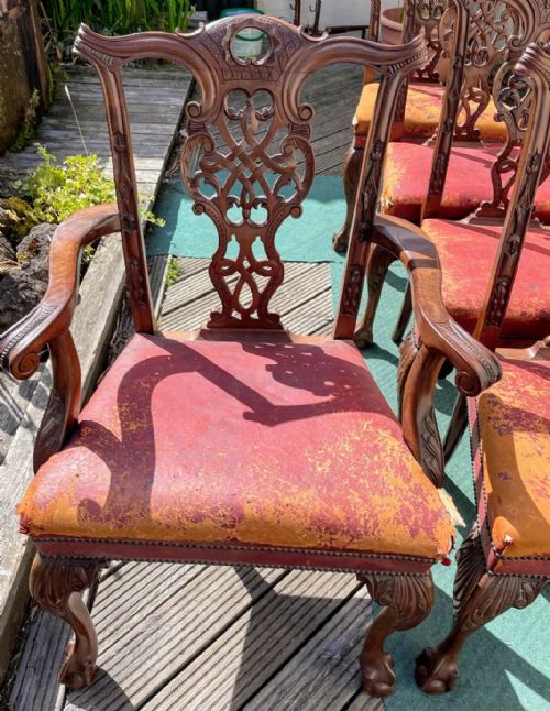 A FINE SET OF ANTIQUE MAHOGANY CHIPPENDALE STYLE DINING CHAIRS - ADDITIONAL PHOTO 13