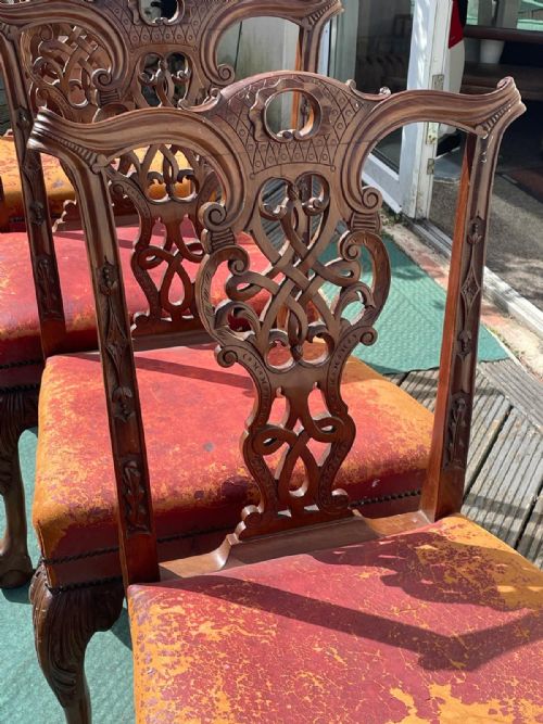 A FINE SET OF ANTIQUE MAHOGANY CHIPPENDALE STYLE DINING CHAIRS - ADDITIONAL PHOTO 3