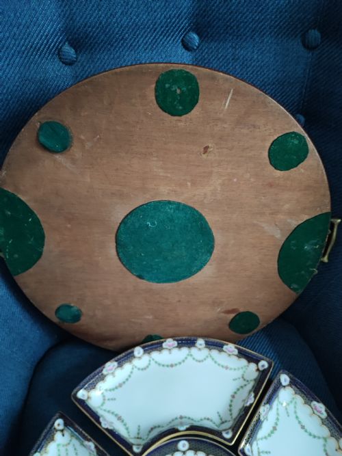 STUNNING COPELAND SPODE HORS DOEUVRES PORCELAIN SERVING DISHES IN ORIGINAL MAHOGANY TRAY - ADDITIONAL PHOTO 5