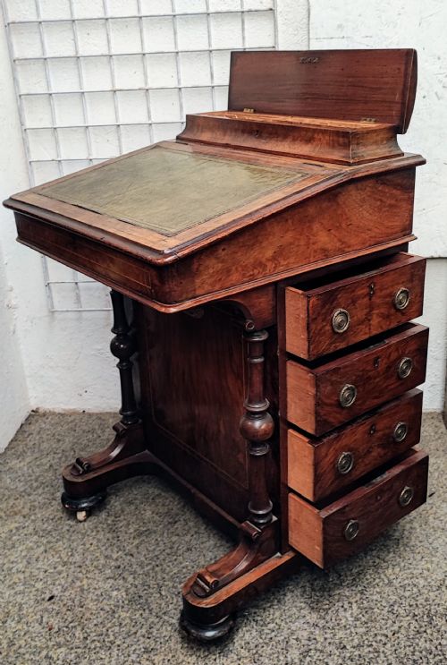 victorian inlaid burr walnut davenport - CATEGORY: ANTIQUE DESKS - DATED VICTORIAN