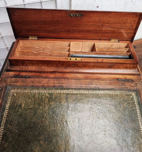VICTORIAN INLAID BURR WALNUT DAVENPORT - ADDITIONAL PHOTO 2