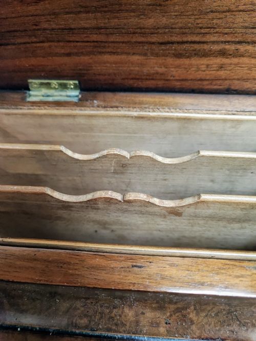 VICTORIAN INLAID BURR WALNUT DAVENPORT - ADDITIONAL PHOTO 7