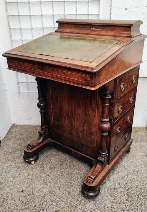 VICTORIAN INLAID BURR WALNUT DAVENPORT - ADDITIONAL PHOTO 10