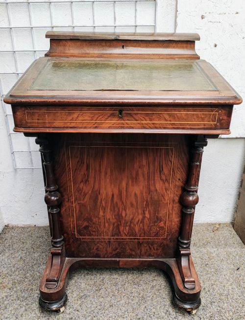 VICTORIAN INLAID BURR WALNUT DAVENPORT - ADDITIONAL PHOTO 15