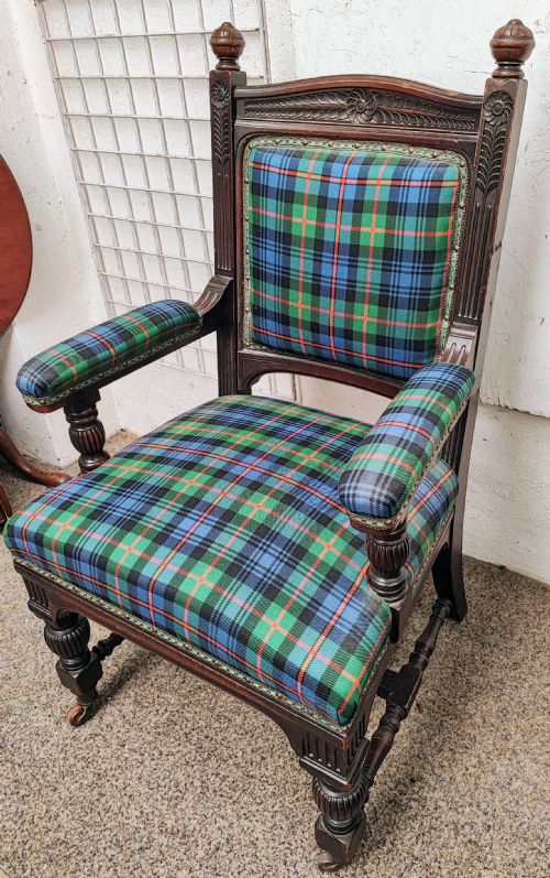 ANTIQUE BARONIAL MAHOGANY DESK OR LIBRARY ARMCHAIR - ADDITIONAL PHOTO 7