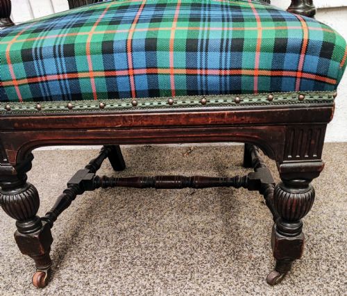 ANTIQUE BARONIAL MAHOGANY DESK OR LIBRARY ARMCHAIR - ADDITIONAL PHOTO 8