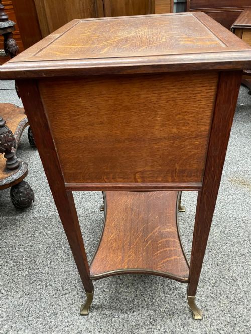 GOOD ART'S AND CRAFTS OAK AND BRASS WORK BOX - ADDITIONAL PHOTO 7