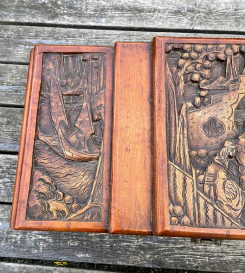 ANTIQUE SMALL CARVED CAMPHOR WOOD TRUNK - ADDITIONAL PHOTO 7