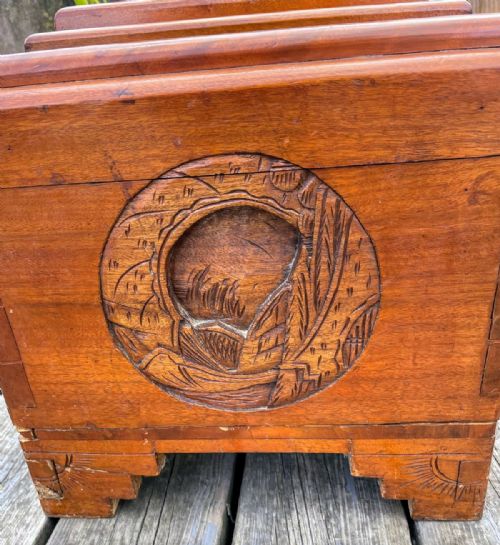 ANTIQUE SMALL CARVED CAMPHOR WOOD TRUNK - ADDITIONAL PHOTO 9