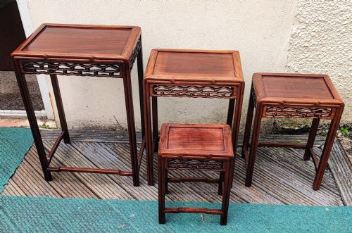 antique chinese nest of 4 occasional hardwood tables - CATEGORY: ANTIQUE TABLES - DATED 19TH CENTURY