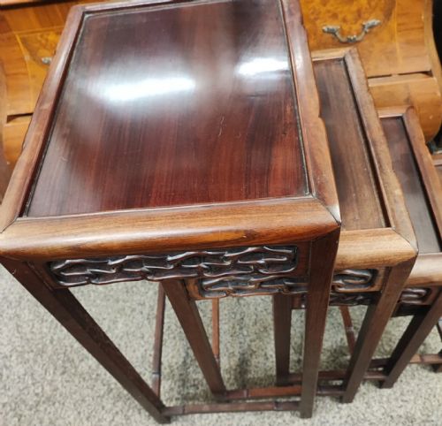 ANTIQUE CHINESE NEST OF 4 OCCASIONAL HARDWOOD TABLES - ADDITIONAL PHOTO 2