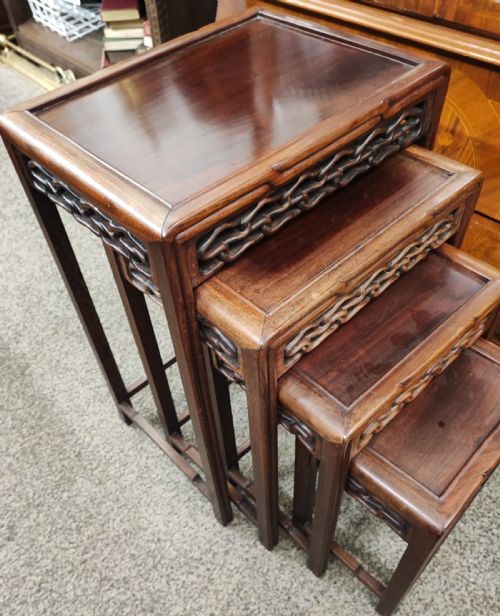 ANTIQUE CHINESE NEST OF 4 OCCASIONAL HARDWOOD TABLES - ADDITIONAL PHOTO 7