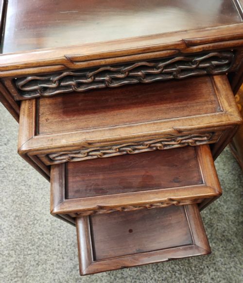 ANTIQUE CHINESE NEST OF 4 OCCASIONAL HARDWOOD TABLES - ADDITIONAL PHOTO 8