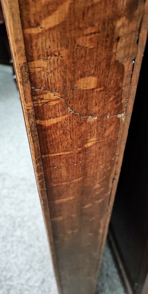 A PRETTY ANTIQUE WALL MOUNTED OAK DELFT RACK - ADDITIONAL PHOTO 1