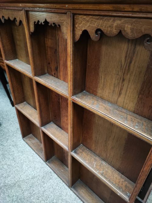 A PRETTY ANTIQUE WALL MOUNTED OAK DELFT RACK - ADDITIONAL PHOTO 6