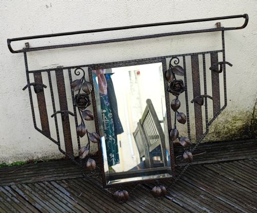 A GOOD FRENCH BRONZED ART DECO LUGGAGE HAT AND COAT RACK WITH MIRROR - ADDITIONAL PHOTO 1