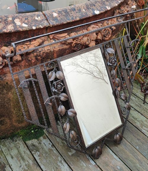 A GOOD FRENCH BRONZED ART DECO LUGGAGE HAT AND COAT RACK WITH MIRROR - ADDITIONAL PHOTO 3