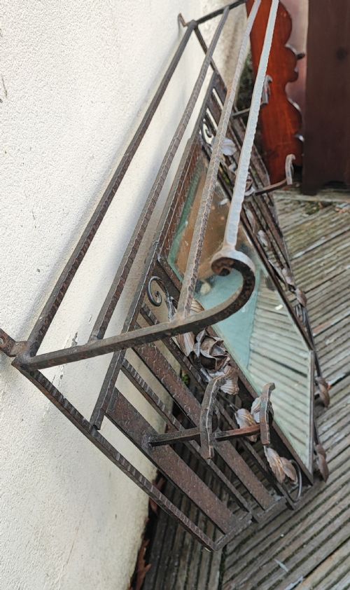 A GOOD FRENCH BRONZED ART DECO LUGGAGE HAT AND COAT RACK WITH MIRROR - ADDITIONAL PHOTO 4