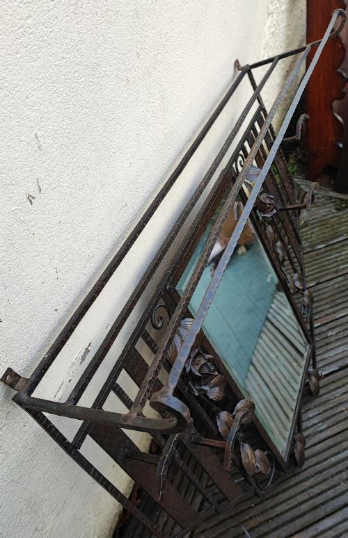 A GOOD FRENCH BRONZED ART DECO LUGGAGE HAT AND COAT RACK WITH MIRROR - ADDITIONAL PHOTO 6