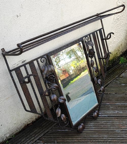 A GOOD FRENCH BRONZED ART DECO LUGGAGE HAT AND COAT RACK WITH MIRROR - ADDITIONAL PHOTO 8