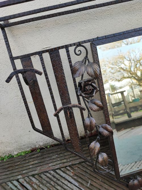 A GOOD FRENCH BRONZED ART DECO LUGGAGE HAT AND COAT RACK WITH MIRROR - ADDITIONAL PHOTO 10
