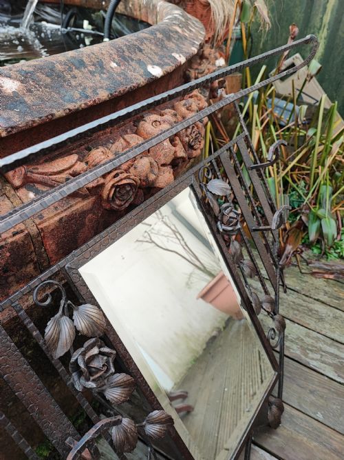 A GOOD FRENCH BRONZED ART DECO LUGGAGE HAT AND COAT RACK WITH MIRROR - ADDITIONAL PHOTO 11