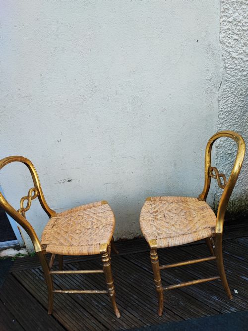 A PRETTY PAIR OF VICTORIAN GILTWOOD BEDROOM CHAIRS - ADDITIONAL PHOTO 2