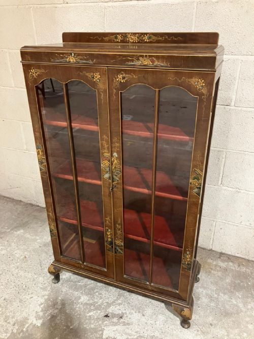 1920s pretty chinoiserie display cabinet - CATEGORY: ANTIQUE BOOKCASES - DATED 1920