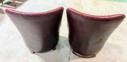 A PAIR OF ART DECO RED LEATHER CHAIRS - ADDITIONAL PHOTO 2