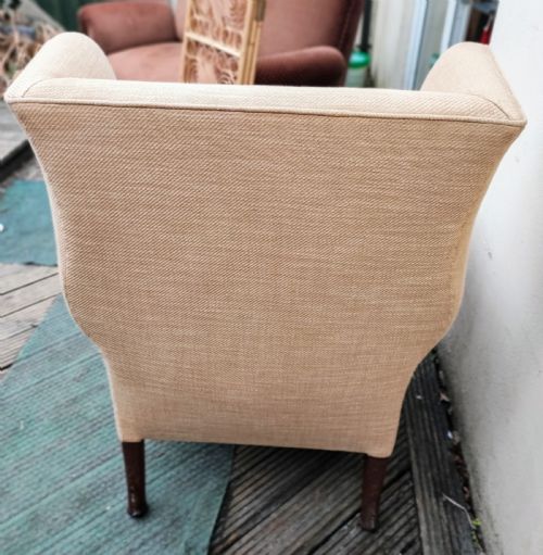A 19C CARVED MAHOGANY WING CHAIR - ADDITIONAL PHOTO 4