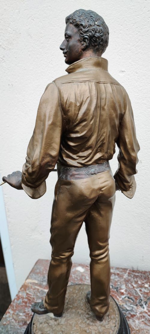 ANTIQUE SPELTER FENCER WITH FOIL AFTER THE ORIGINAL BY CHARLES MASSE - ADDITIONAL PHOTO 3