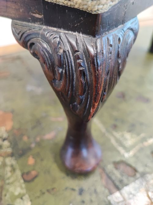 ANTIQUE SMALL MAHOGANY EMBROIDERY FOOT STOOL - ADDITIONAL PHOTO 2