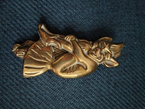 VICTORIAN BRASS DOOR KNOCKER DEPICTING AN ELF - ADDITIONAL PHOTO 9