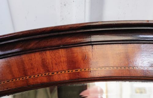 ANTIQUE INLAID MAHOGANY OVAL MIRROR - ADDITIONAL PHOTO 2