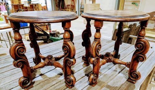 antique pair of walnut low tables or stands - CATEGORY: ANTIQUE TABLES - DATED VICTORIAN