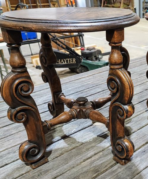 ANTIQUE PAIR OF WALNUT LOW TABLES OR STANDS - ADDITIONAL PHOTO 2