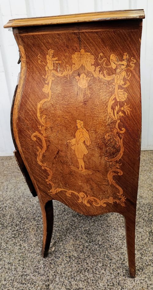 PRETTY ANTIQUE FRENCH MARQUETRY BOMBE CHEST - ADDITIONAL PHOTO 2