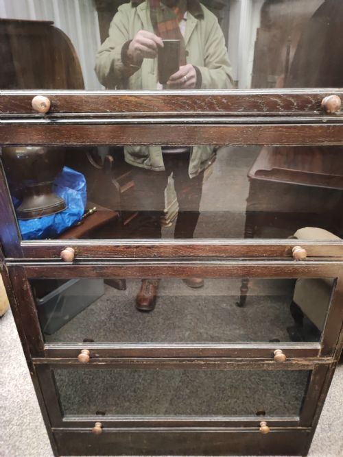 ANTIQUE 4 DOOR SOLICITORS OAK BOOKCASE - ADDITIONAL PHOTO 2