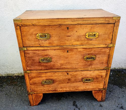 a small antique fruitwood military chest - CATEGORY: ANTIQUE CHEST OF DRAWERS - DATED 19TH CENTURY