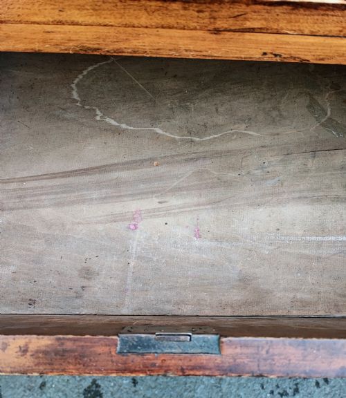 A SMALL ANTIQUE FRUITWOOD MILITARY CHEST - ADDITIONAL PHOTO 7