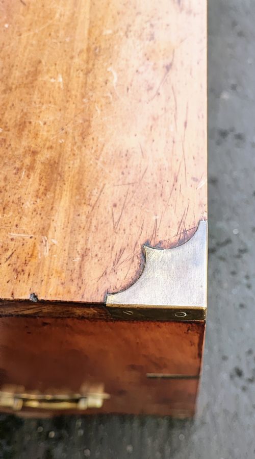 A SMALL ANTIQUE FRUITWOOD MILITARY CHEST - ADDITIONAL PHOTO 8
