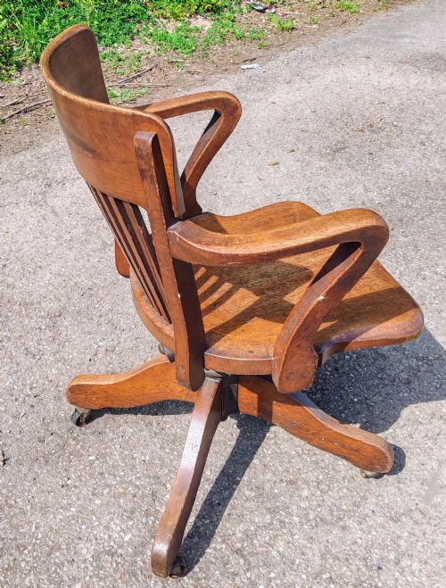 GOOD FULLY ADJUSTABLE OFFICE OR DESK SWIVEL CHAIR IN OAK - ADDITIONAL PHOTO 11