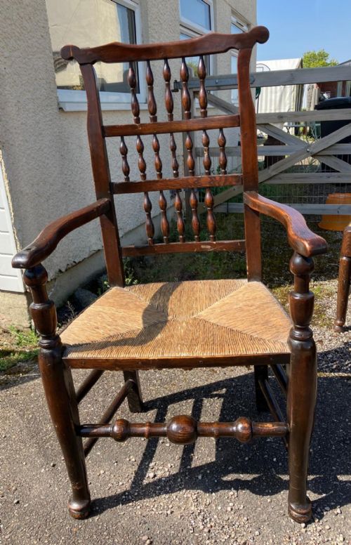 2 SPINDLE BACK COUNTRY ARMCHAIRS - ADDITIONAL PHOTO 2